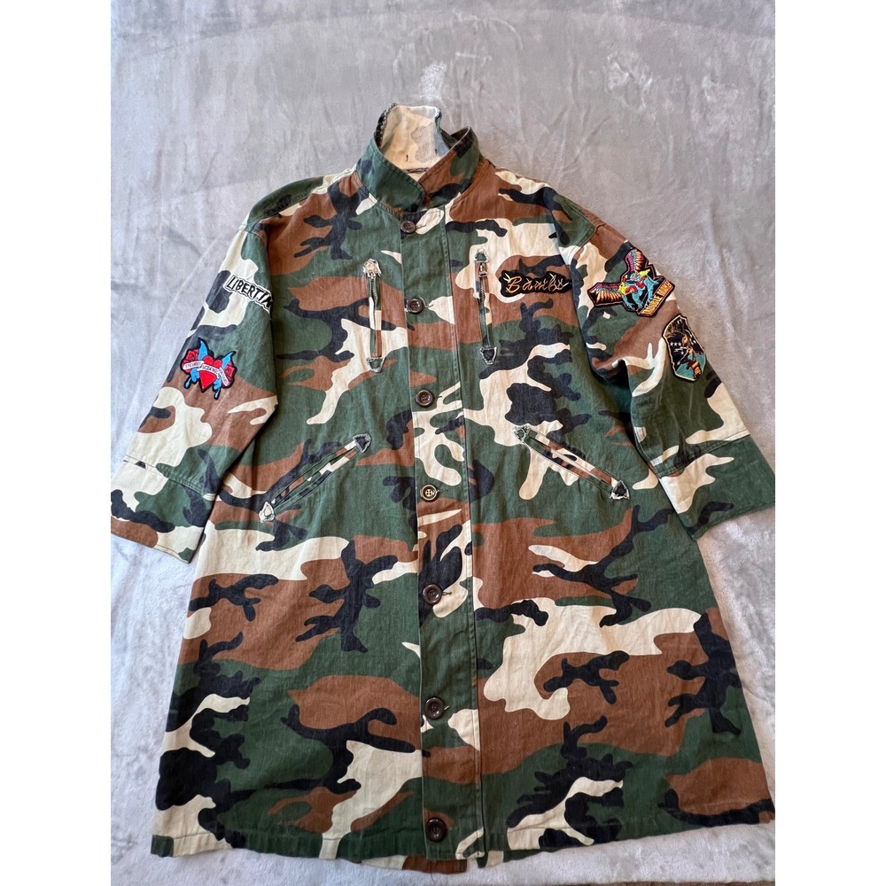 36.5 Utility Jacket Womens Medium Green Camo Patch Longline